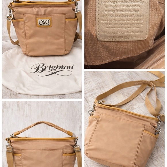 Brighton Tan Nylon Crossbody Shoulder Bag 🤎✨ w/ Dust Bag & Heart Charm - Picture 10 of 10